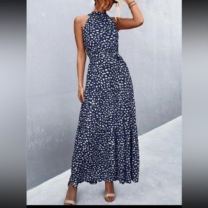Navy Blue Halter Dress